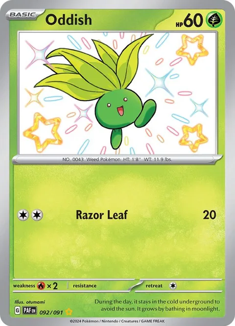 Oddish #092/091 Holofoil Pokémon card from Paldean Fates