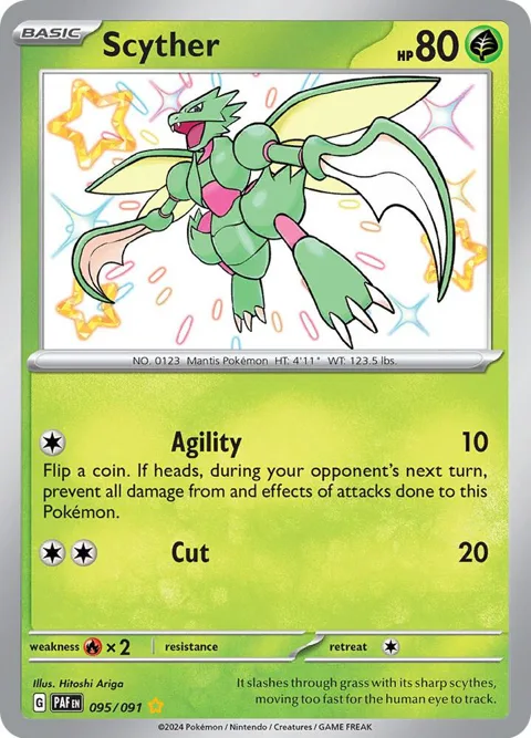 Scyther #095/091 Holofoil Pokémon card from Paldean Fates