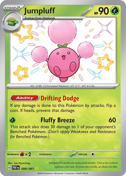 Jumpluff #098/091 Holofoil Pokémon card from Paldean Fates