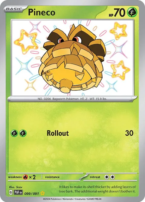 Pineco #099/091 Holofoil Pokémon card from Paldean Fates