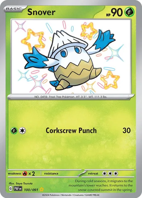 Snover #100/091 Holofoil Pokémon card from Paldean Fates