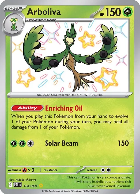 Arboliva #104/091 Holofoil Pokémon card from Paldean Fates