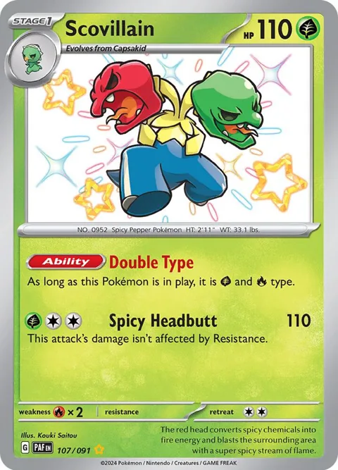 Scovillain #107/091 Holofoil Pokémon card from Paldean Fates