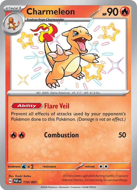 Charmeleon #110/091 Holofoil Pokémon card from Paldean Fates