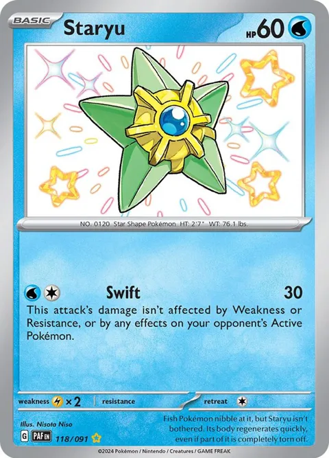 Staryu #118/091 Holofoil Pokémon card from Paldean Fates