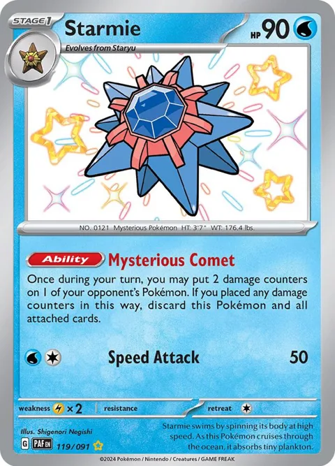 Starmie #119/091 Holofoil Pokémon card from Paldean Fates