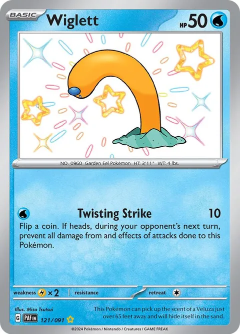 Wiglett #121/091 Holofoil Pokémon card from Paldean Fates