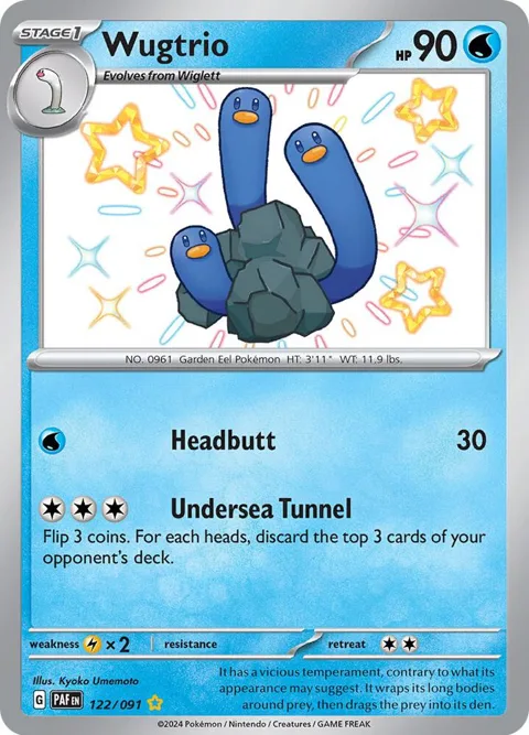 Wugtrio #122/091 Holofoil Pokémon card from Paldean Fates