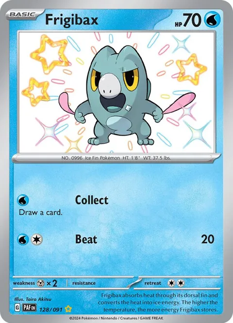 Frigibax #128/091 Holofoil Pokémon card from Paldean Fates