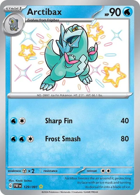 Arctibax #129/091 Holofoil Pokémon card from Paldean Fates
