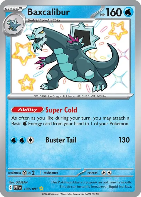 Baxcalibur #130/091 Holofoil Pokémon card from Paldean Fates