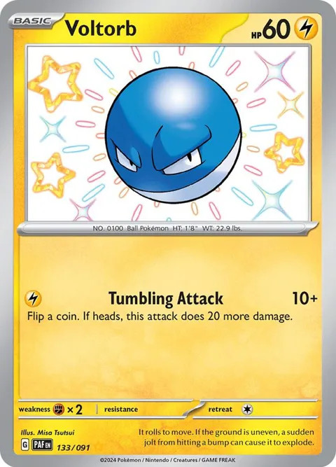 Voltorb #133/091 Holofoil Pokémon card from Paldean Fates