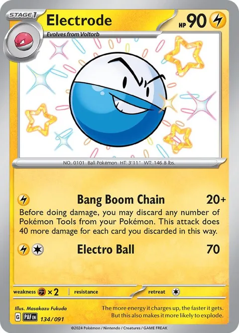 Electrode #134/091 Holofoil Pokémon card from Paldean Fates