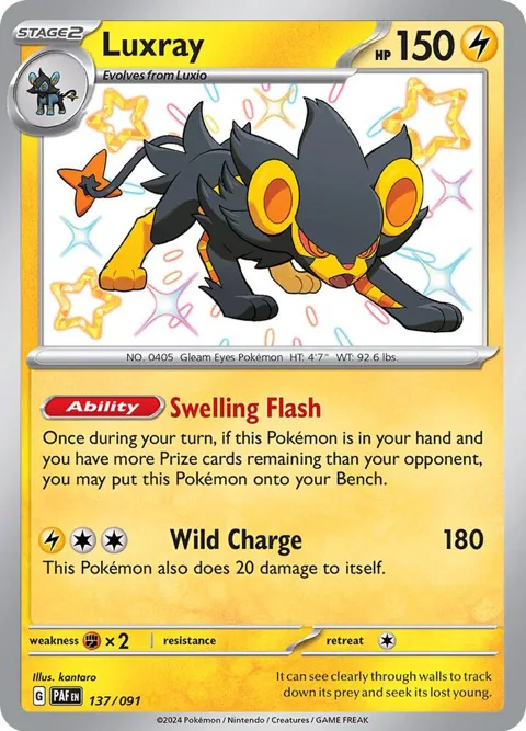 Luxray #137/091 Holofoil Pokémon card from Paldean Fates