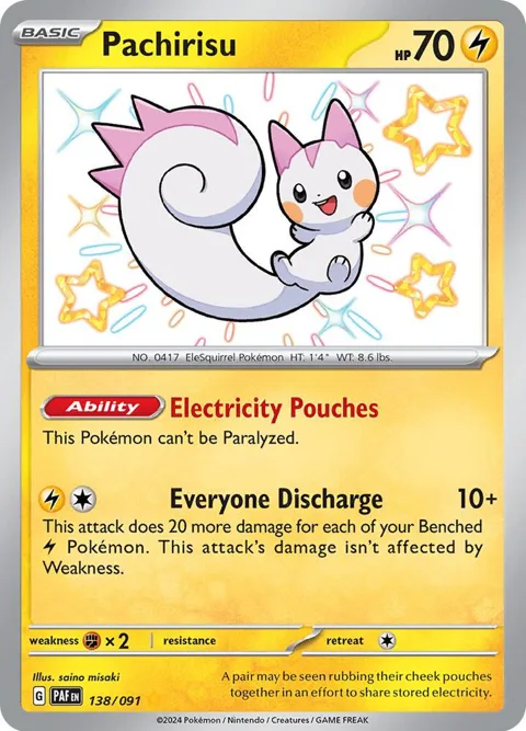 Pachirisu #138/091 Holofoil Pokémon card from Paldean Fates