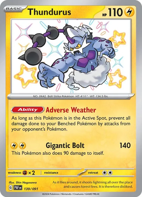 Thundurus #139/091 Holofoil Pokémon card from Paldean Fates