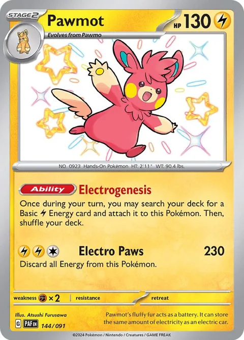 Pawmot #144/091 Holofoil Pokémon card from Paldean Fates