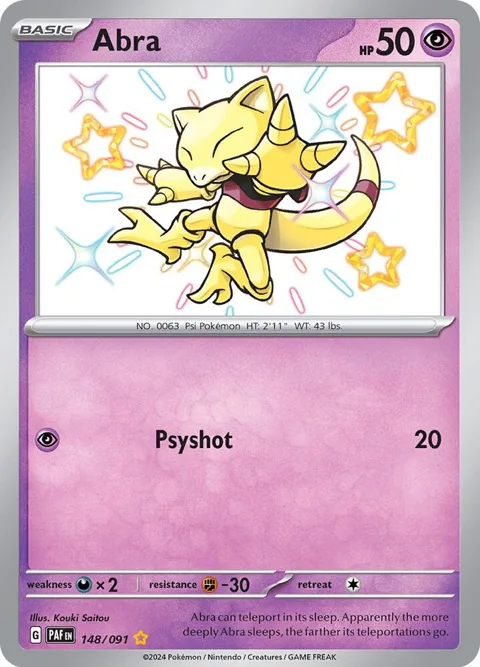 Abra #148/091 Holofoil Pokémon card from Paldean Fates