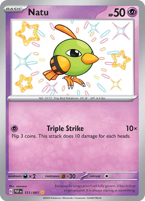 Natu #151/091 Holofoil Pokémon card from Paldean Fates
