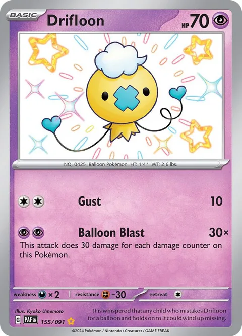 Drifloon #155/091 Holofoil Pokémon card from Paldean Fates