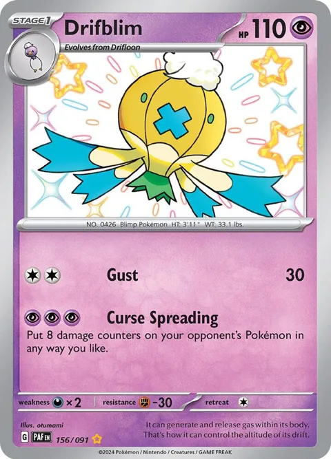 Drifblim #156/091 Holofoil Pokémon card from Paldean Fates