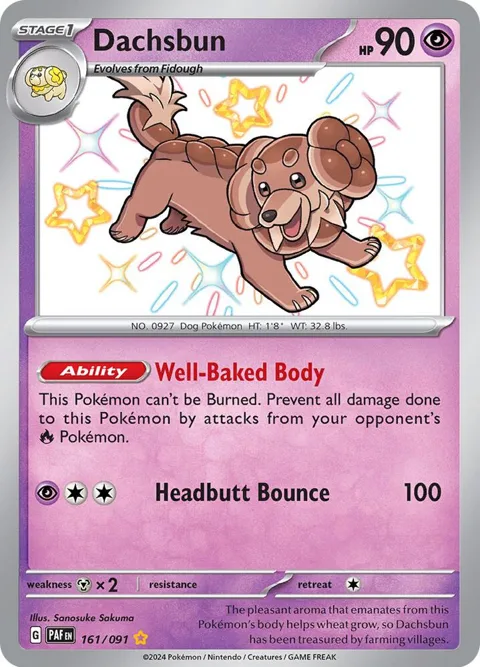 Dachsbun #161/091 Holofoil Pokémon card from Paldean Fates