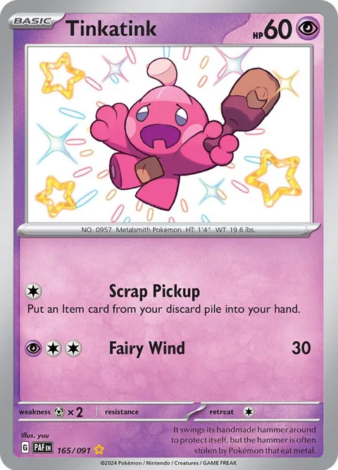 Tinkatink #165/091 Holofoil Pokémon card from Paldean Fates