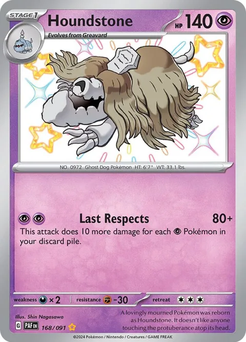 Houndstone #168/091 Holofoil Pokémon card from Paldean Fates