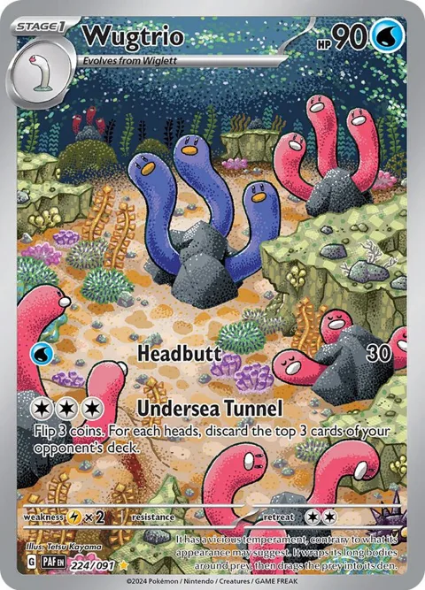 Wugtrio #224/091 Holofoil Pokémon card from Paldean Fates