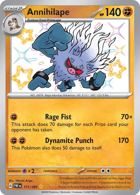 Annihilape #171/091 Holofoil Pokémon card from Paldean Fates
