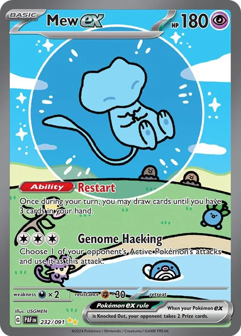 Mew ex #232/091 Holofoil Pokémon card from Paldean Fates