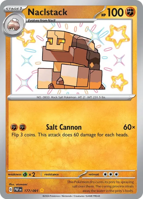 Naclstack #177/091 Holofoil Pokémon card from Paldean Fates
