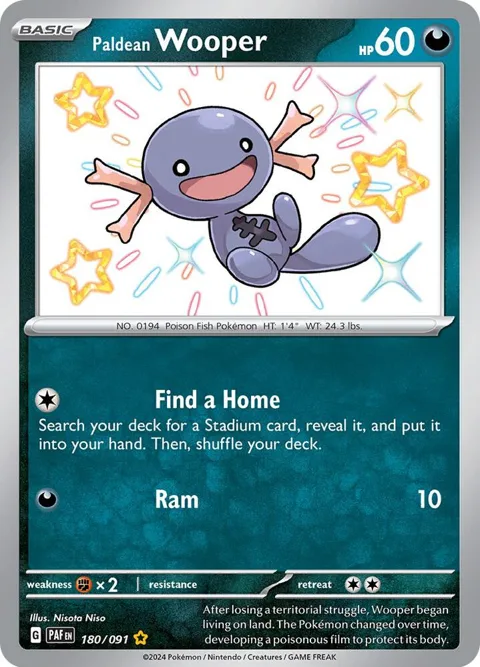 Paldean Wooper #180/091 Holofoil Pokémon card from Paldean Fates