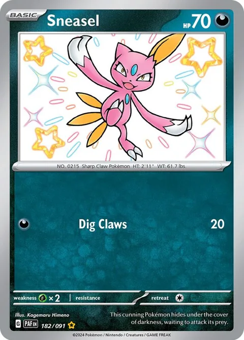 Sneasel #182/091 Holofoil Pokémon card from Paldean Fates