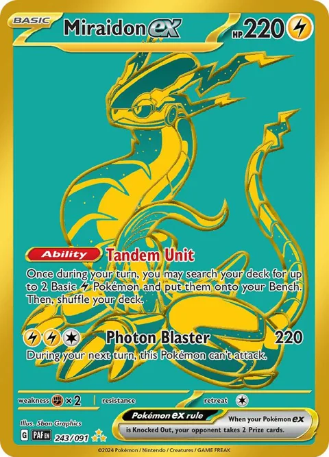 Miraidon ex #243/091 Holofoil Pokémon card from Paldean Fates