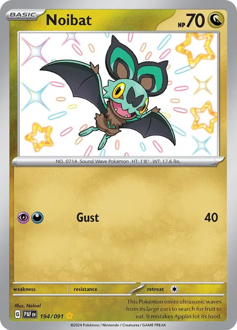 Noibat #194/091 Holofoil Pokémon card from Paldean Fates