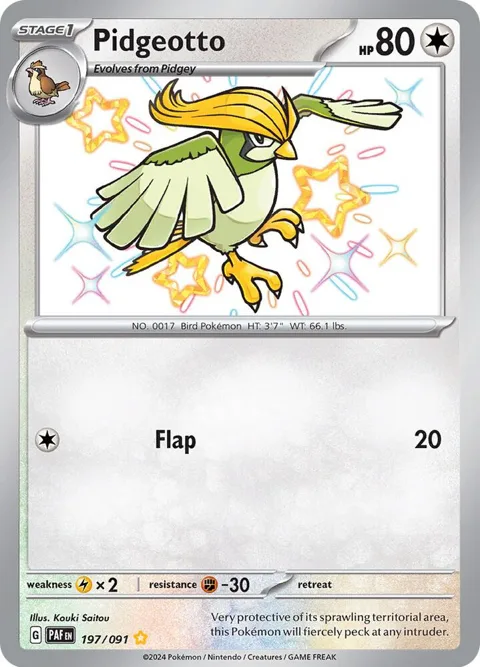 Pidgeotto #197/091 Holofoil Pokémon card from Paldean Fates