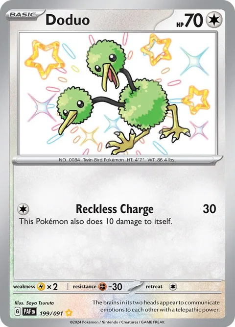 Doduo #199/091 Holofoil Pokémon card from Paldean Fates