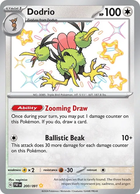 Dodrio #200/091 Holofoil Pokémon card from Paldean Fates