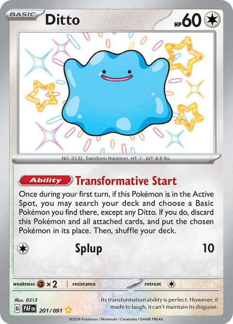 Ditto #201/091 Holofoil Pokémon card from Paldean Fates