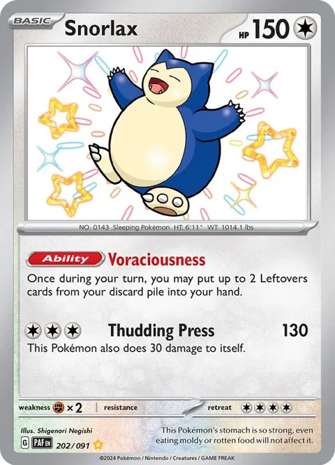 Snorlax #202/091 Holofoil Pokémon card from Paldean Fates