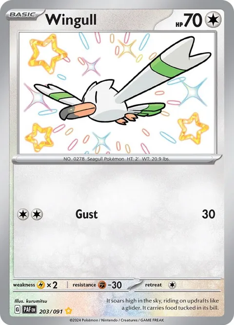 Wingull #203/091 Holofoil Pokémon card from Paldean Fates