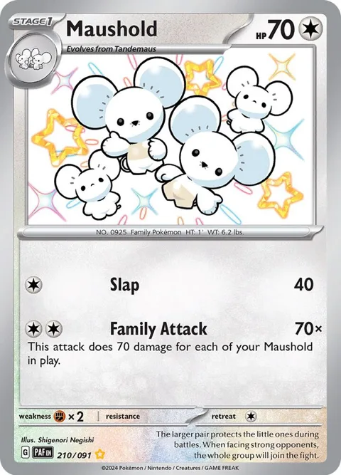 Maushold #210/091 Holofoil Pokémon card from Paldean Fates