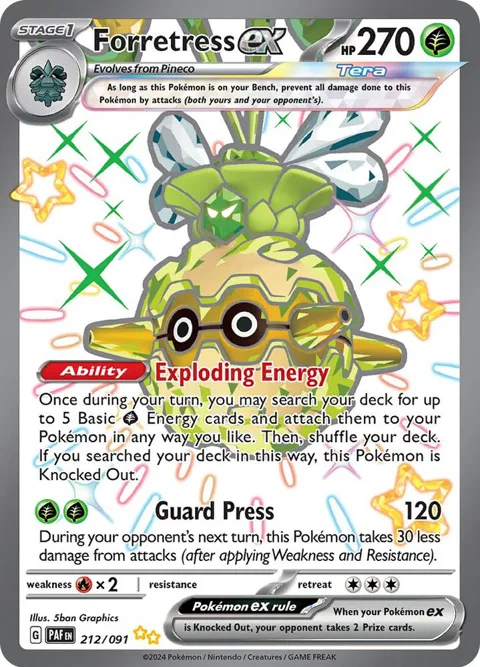 Forretress ex #212/091 Holofoil Pokémon card from Paldean Fates