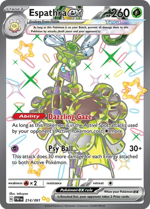 Espathra ex #214/091 Holofoil Pokémon card from Paldean Fates