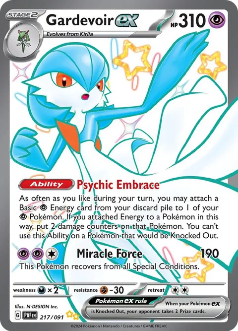 Gardevoir ex #217/091 Holofoil Pokémon card from Paldean Fates