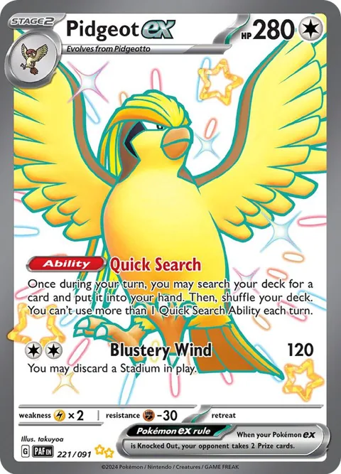 Pidgeot ex #221/091 Holofoil Pokémon card from Paldean Fates