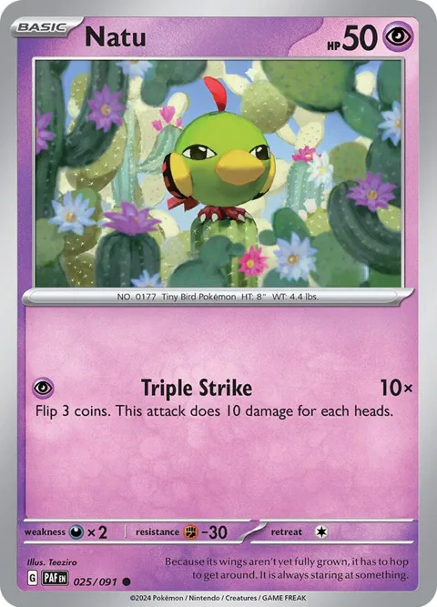 Natu #025/091 Pokémon card from Paldean Fates