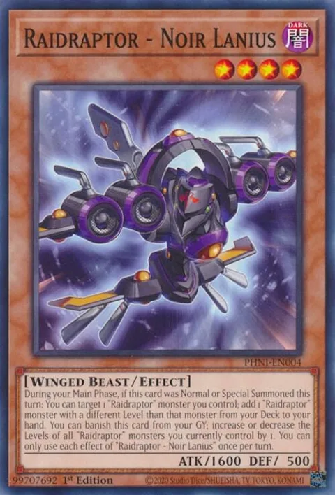 Raidraptor - Noir Lanius PHNI-EN004 Yu-Gi-Oh card from Phantom Nightmare