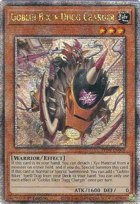 Goblin Biker Dugg Charger Quarter Century Secret Rare PHNI-EN008 Yu-Gi-Oh card from Phantom Nightmare